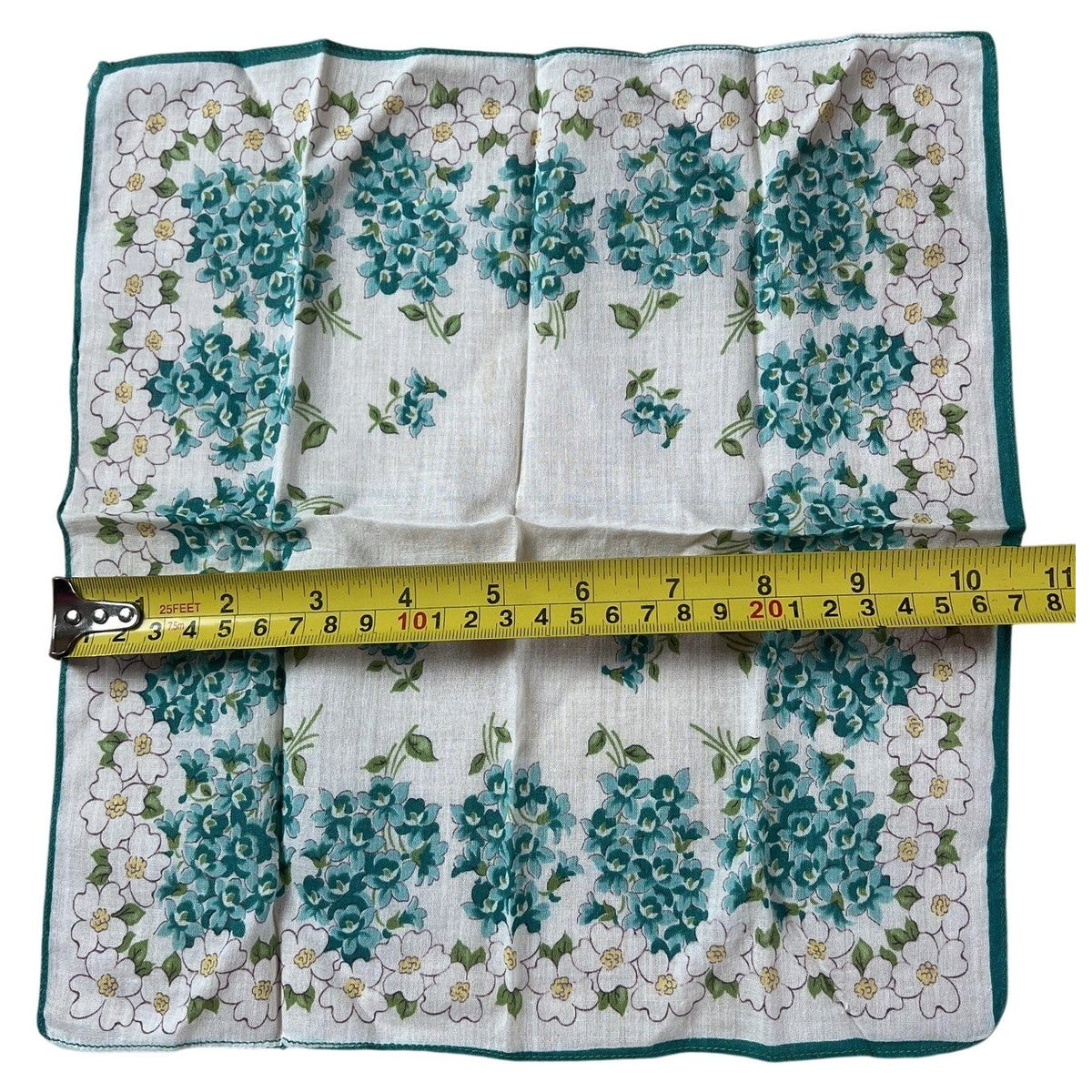 Handkerchief Mens One Size Aqua Floral 100% Cotton Lawn Pocket Square Accessory