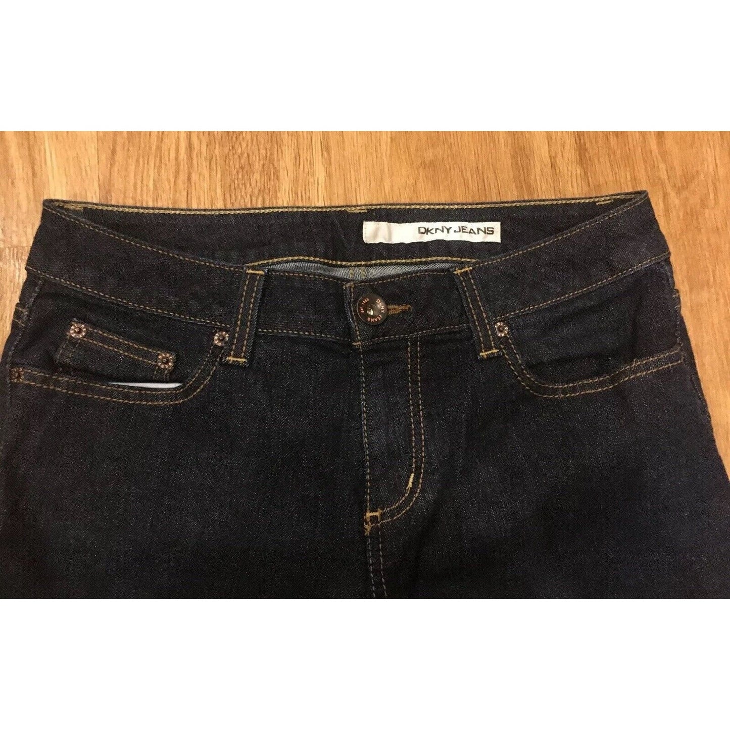 DKNY Jeans Soho New Wide Leg Denim 10S Dark Blue Women's Stretch - NWOT