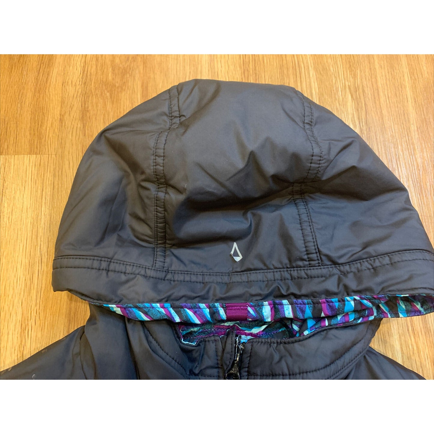 Ivivva Reversible Hooded Winter Jacket Blue Purple Pattern Size 14