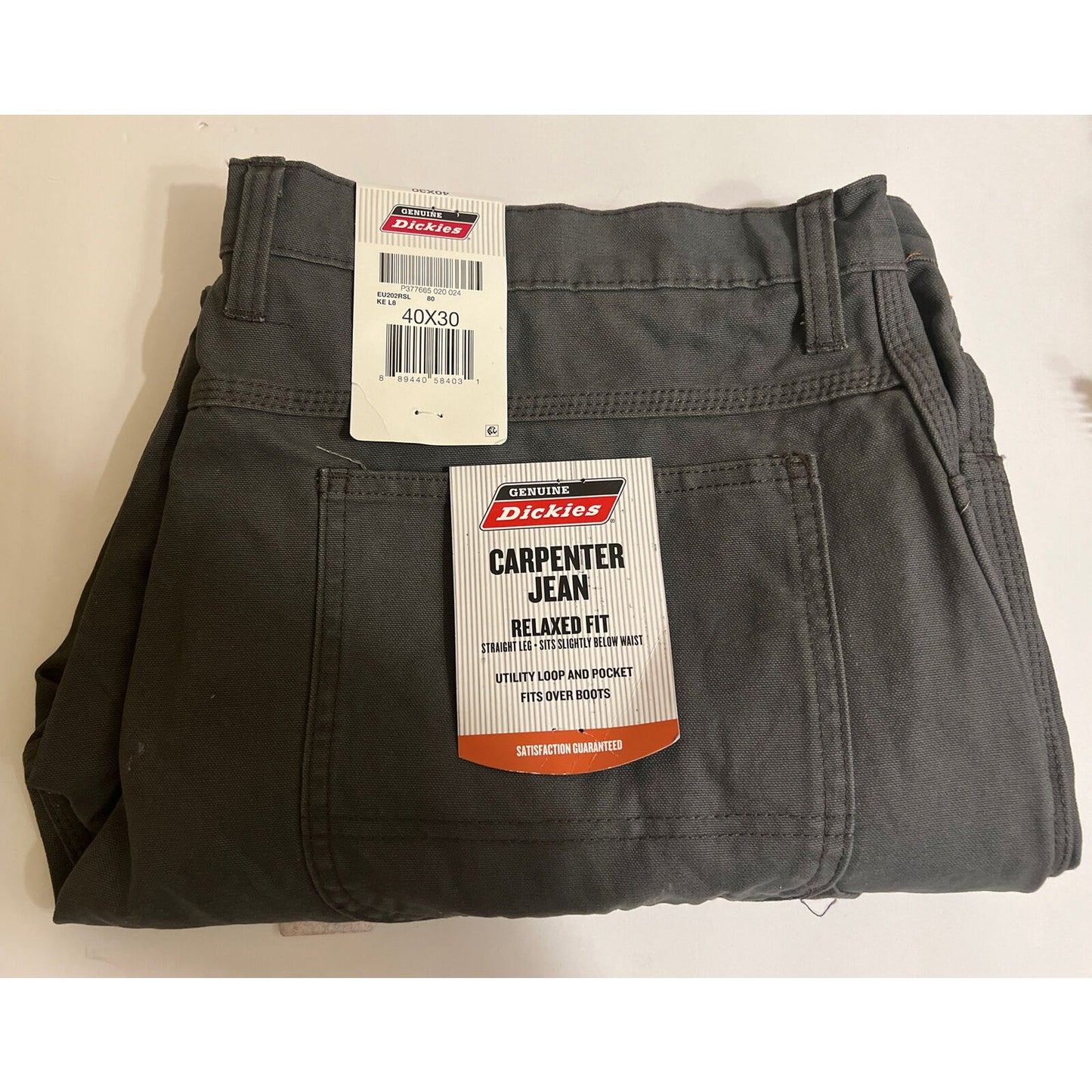 NWT Dickies Gray Carpenter Jeans Relaxed Fit Waist 40 Inseam 30