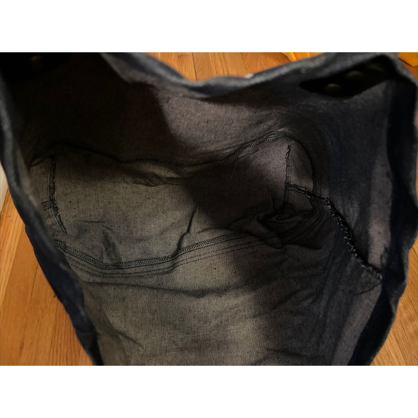 WILL LEATHER GOODS LOGO DENIM Tote Bag w/LEATHER Handles Lg RED WHITE BLACK