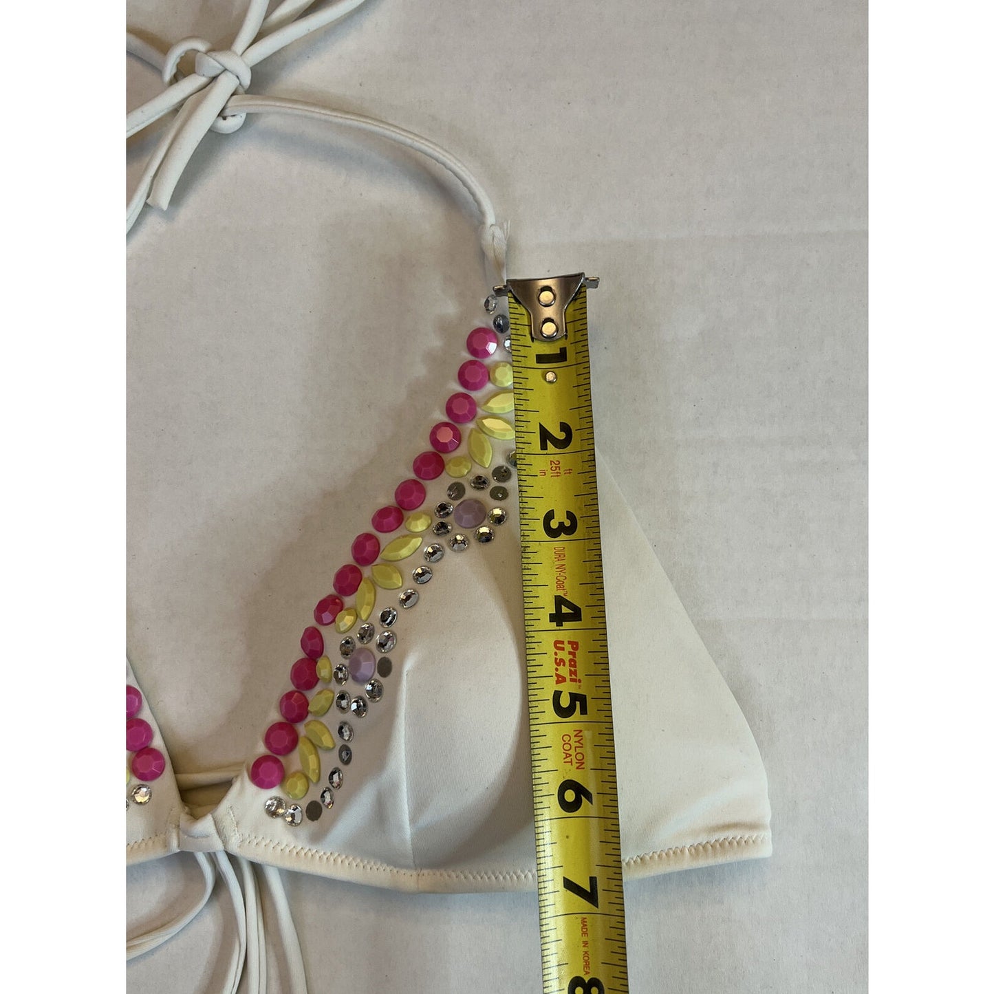 Victoria's Victoria Secret Bikini Halter Top S Small White With Rhinestones EUC