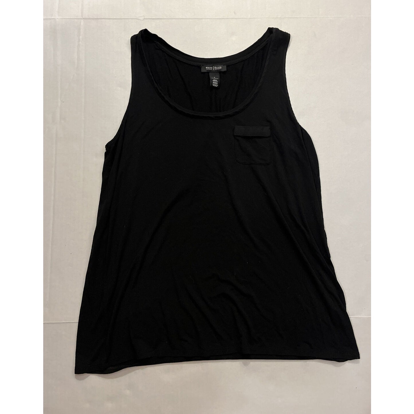 White House Black Market Women's Black Tank Top With Pocket Size Large L - EUC