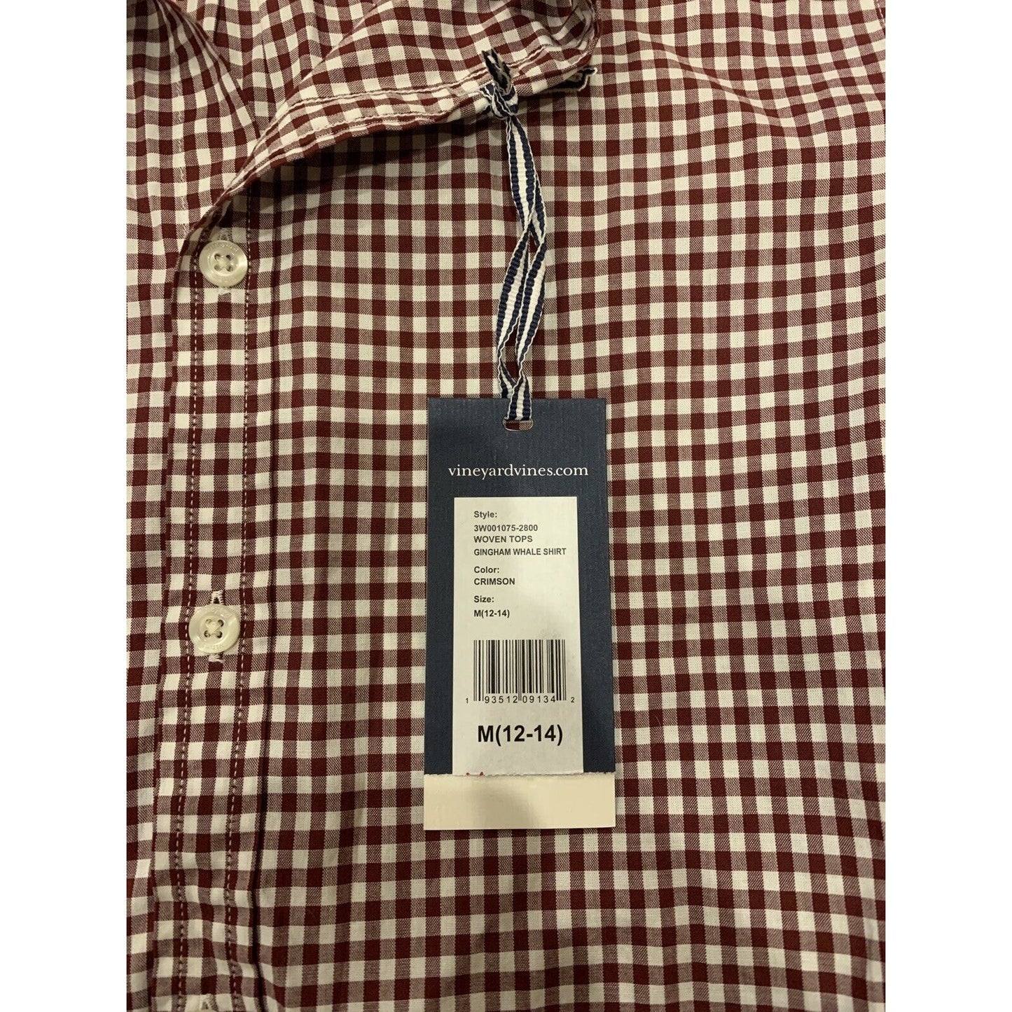 Boy's Vineyard Vines Red Checkered M Medium 12-14 Button Dress Shirt NWT