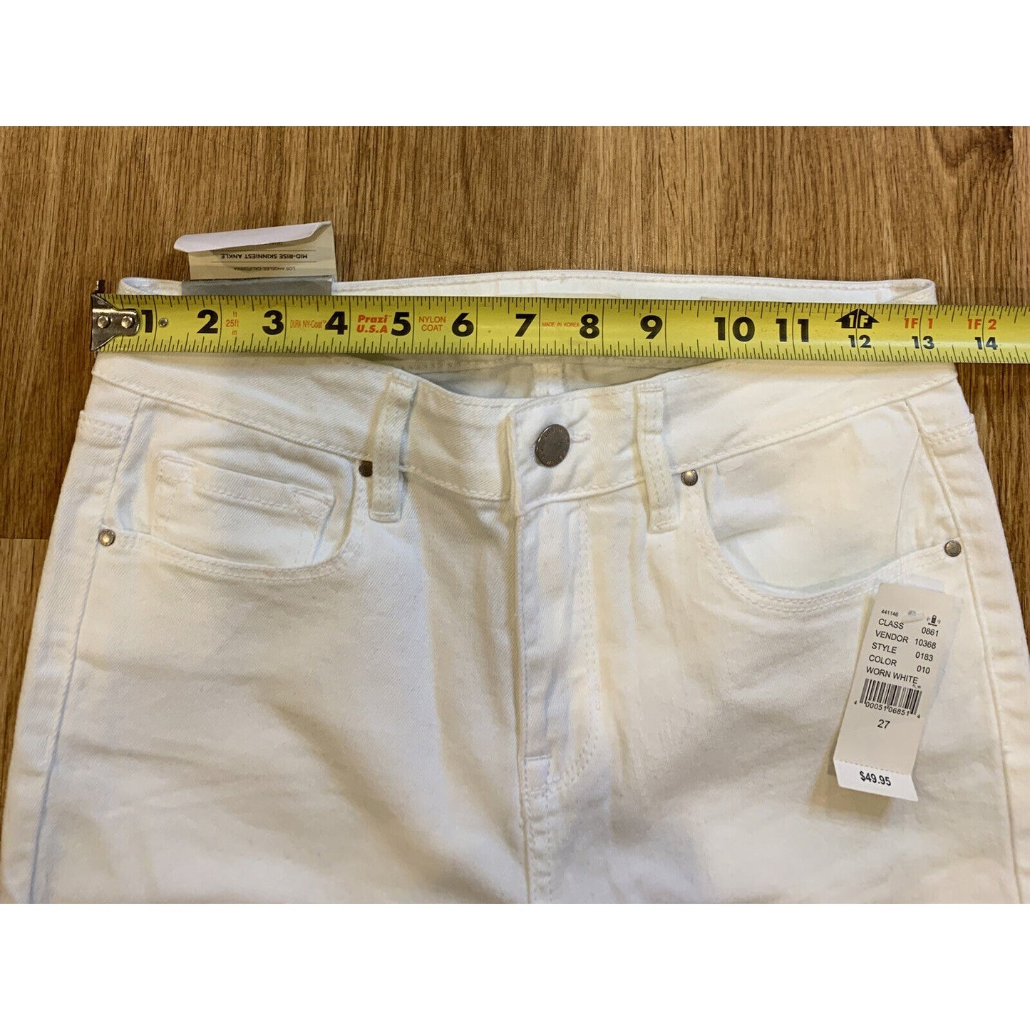 BULLHEAD DENIM CO. WORN WHITE RIPPED MID RISE SKINNIEST ANKLE JEANS NWT Size 27