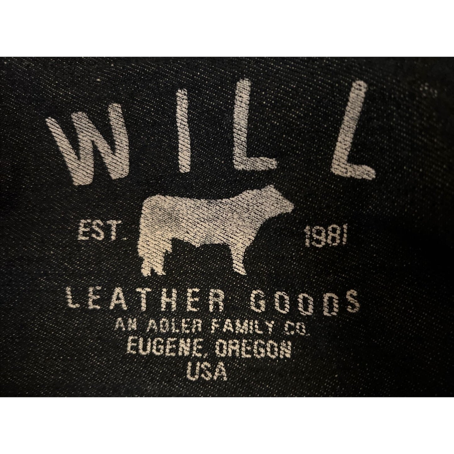 WILL LEATHER GOODS LOGO DENIM Tote Bag w/LEATHER Handles Lg RED WHITE BLACK