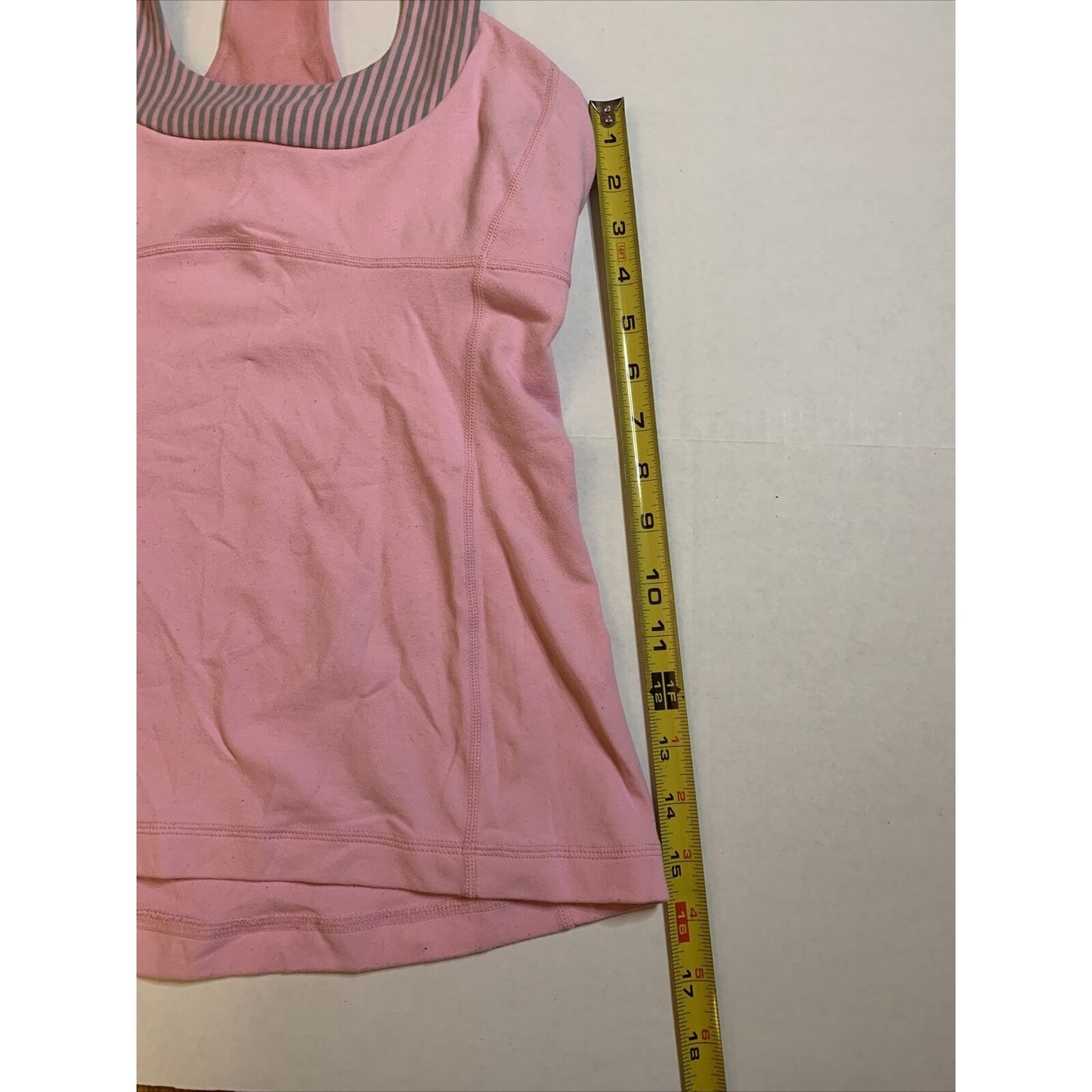 lululemon racerback light pink and striped athletic tank top Size 6