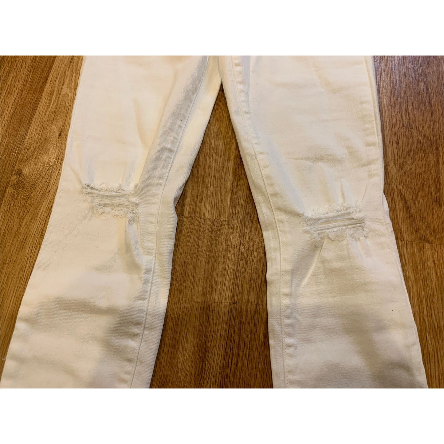 BULLHEAD DENIM CO. WORN WHITE RIPPED MID RISE SKINNIEST ANKLE JEANS NWT Size 27