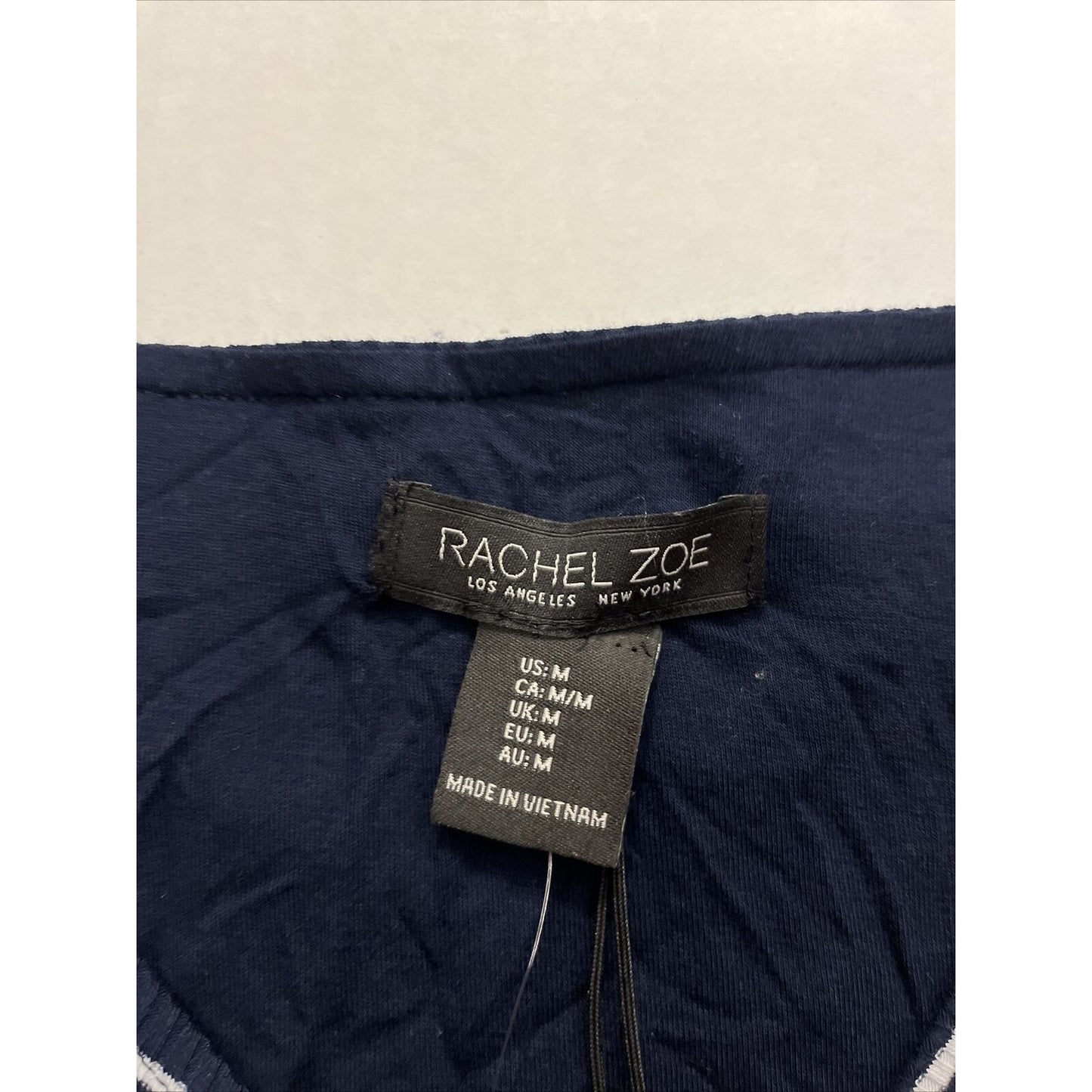 Rachel Zoe Midi Dress Navy Blue Chevron Striped V Neck Pockets Fit Flare M - NWT