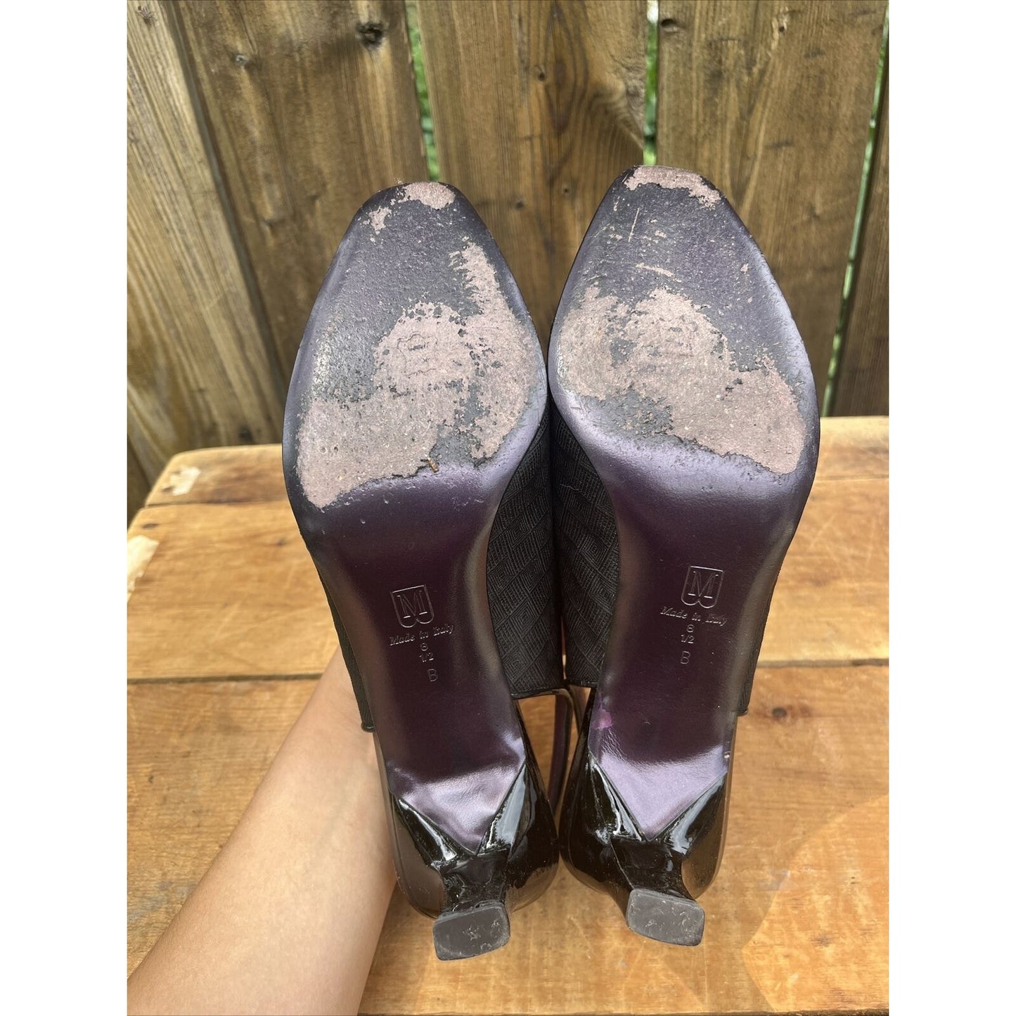 Bruno Magli Vintage Black Open Toe Heels Pumps Size 8 1/2