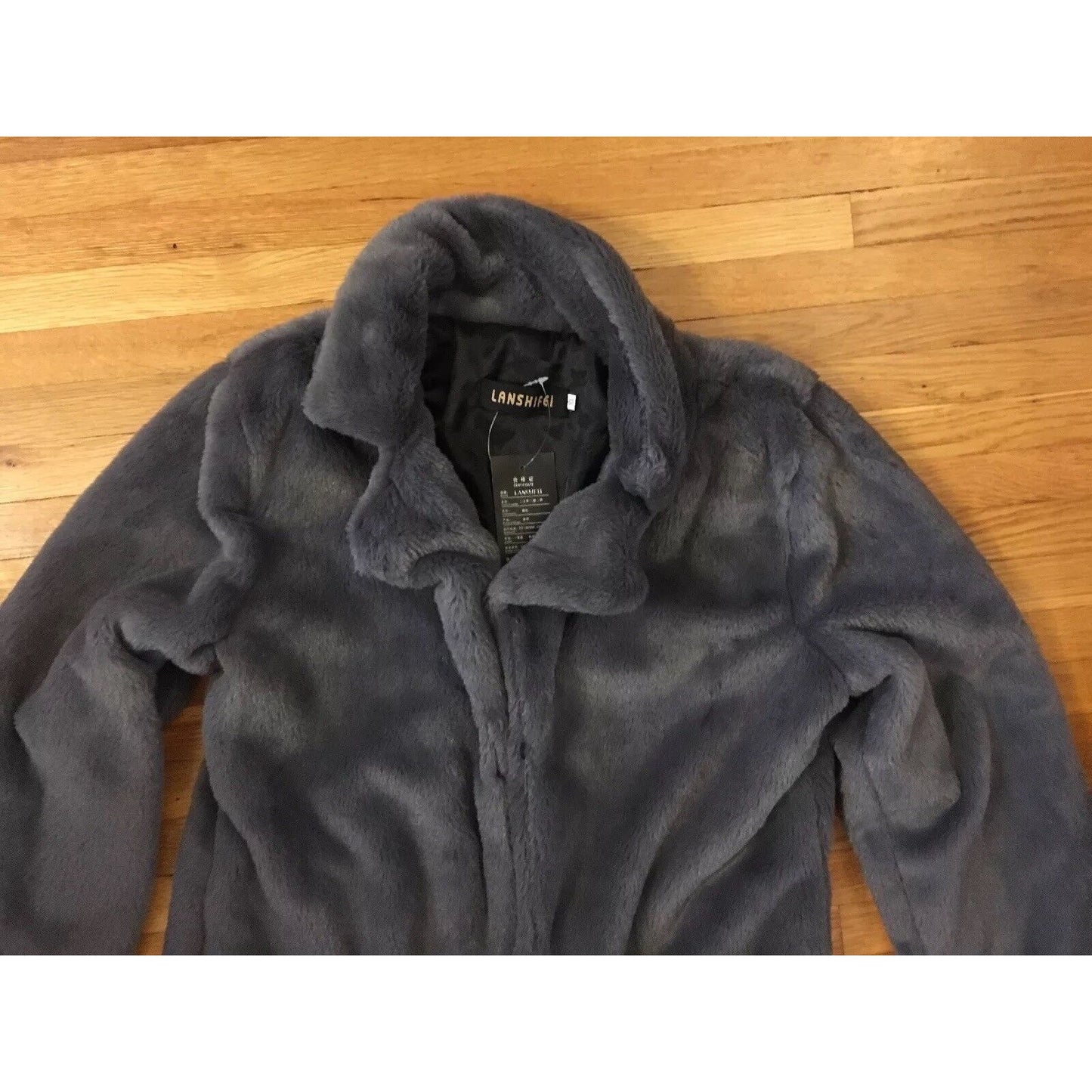 Women’s NWT Lanshifei Gray Outerwear Faux Fur Coat Size XL (Size 4 US)