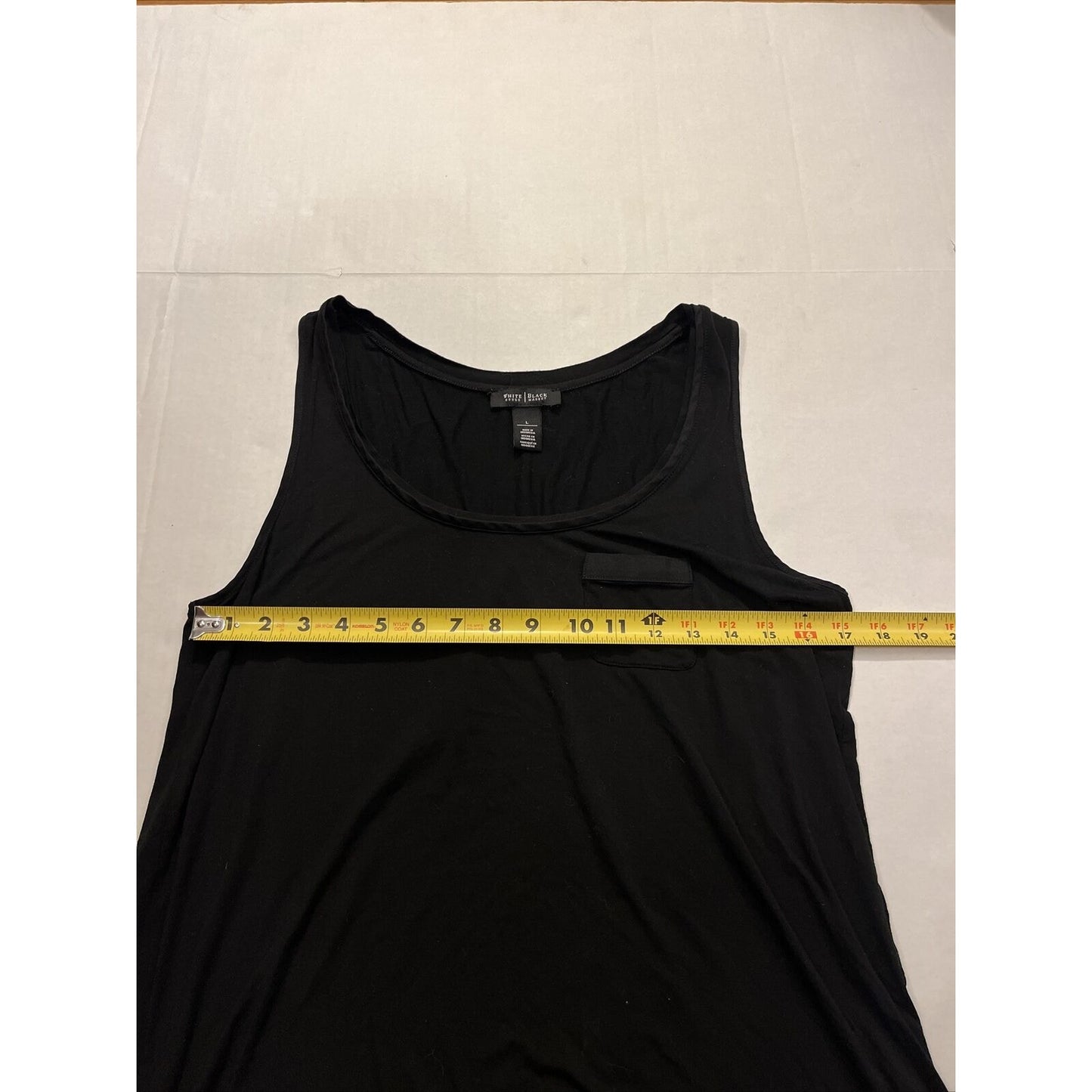 White House Black Market Women's Black Tank Top With Pocket Size Large L - EUC
