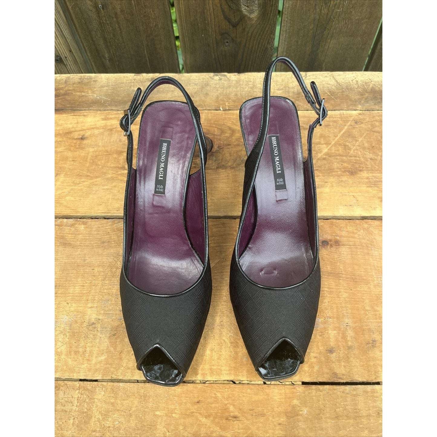 Bruno Magli Vintage Black Open Toe Heels Pumps Size 8 1/2