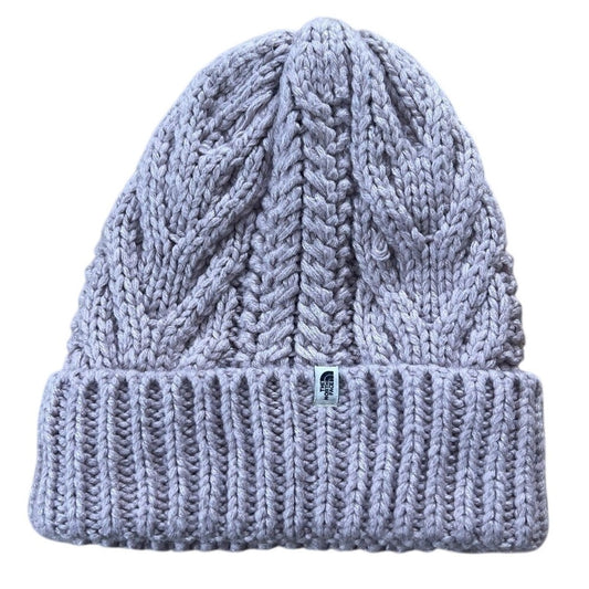 The North Face Beanie Womens One Size Pink Knit Cable Cuffed Logo Winter