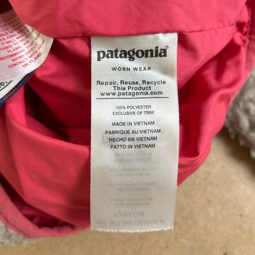 Patagonia Girls Cream And Pink 2T Full Zip Sweater