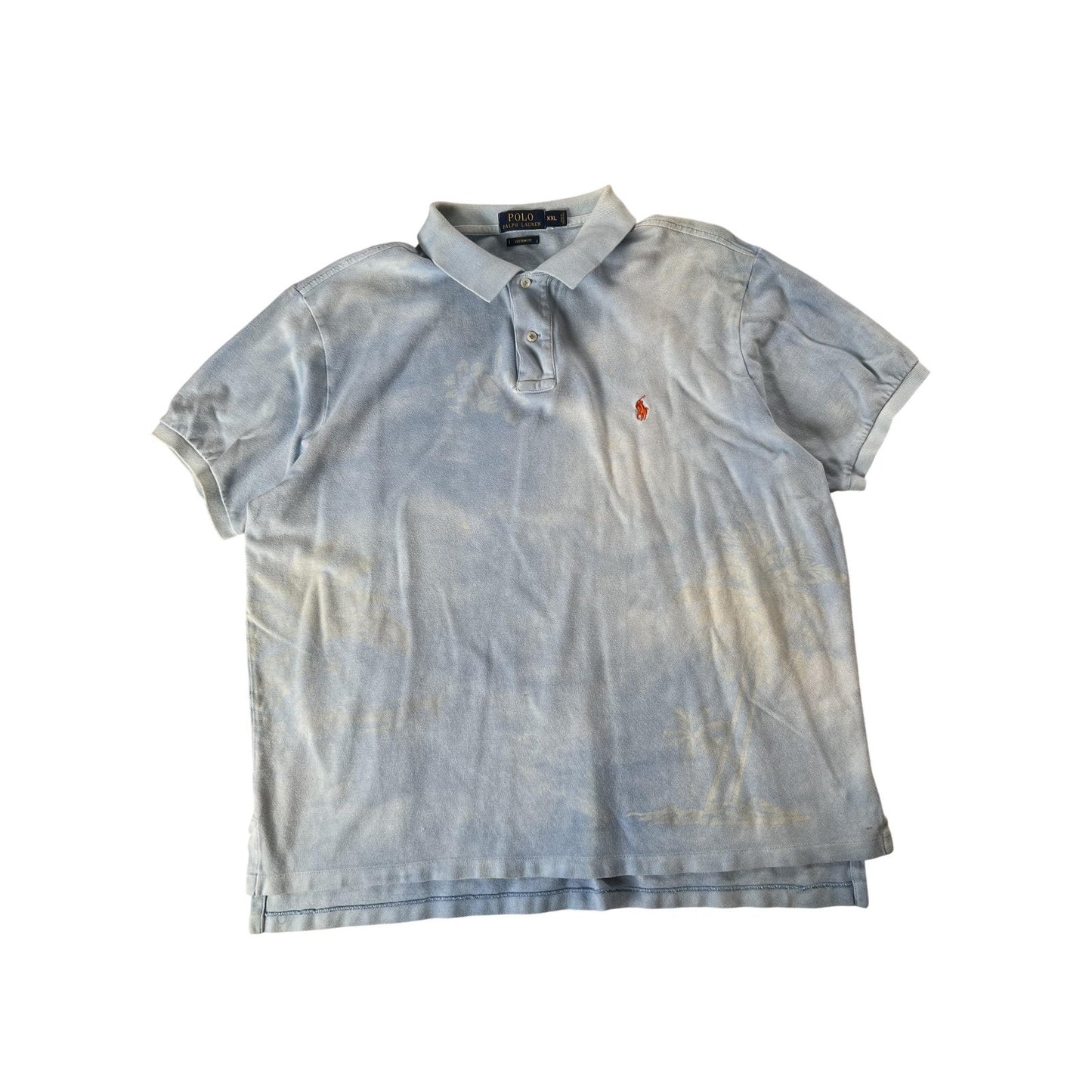 Polo Ralph Lauren Shirt Mens 2XL Light Blue Custom Fit Polo Logo Short Sleeve