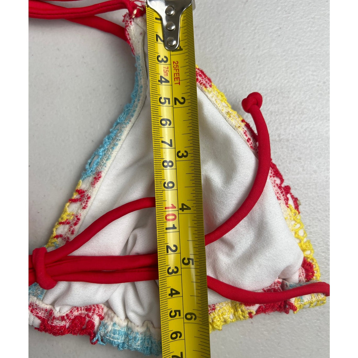 Xhilaration Crochet Wireless Lined Bikini Top Floral Yellow Red Medium