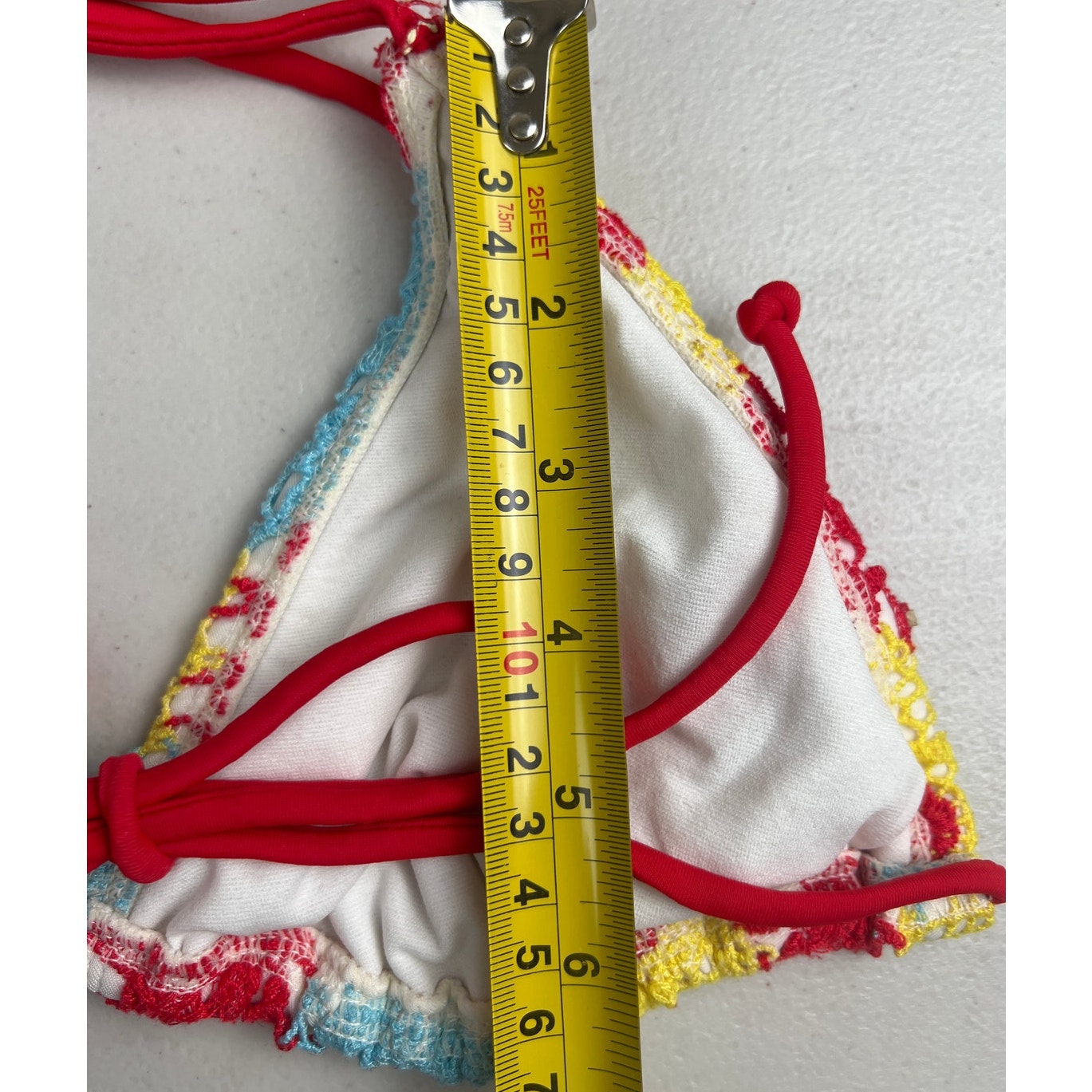 Xhilaration Crochet Wireless Lined Bikini Top Floral Yellow Red Medium