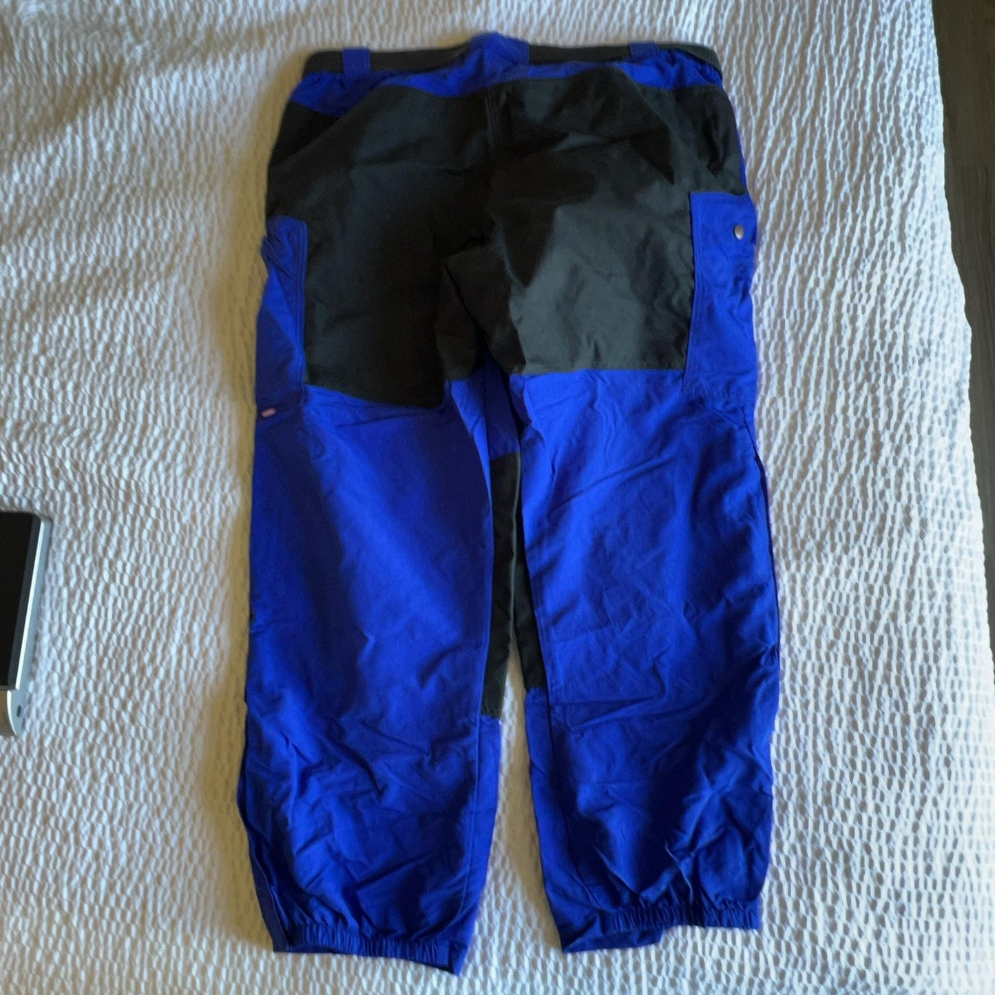 Pants Mens 32x32 Blue Cargo Nylon Relaxed Tapered Flat Front Adjustable Waist