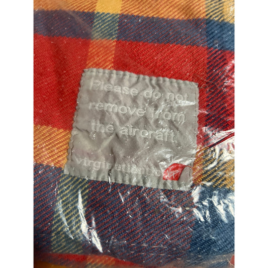Virgin Atlantic Airlines Plaid Blanket SEALED 1lb NWT
