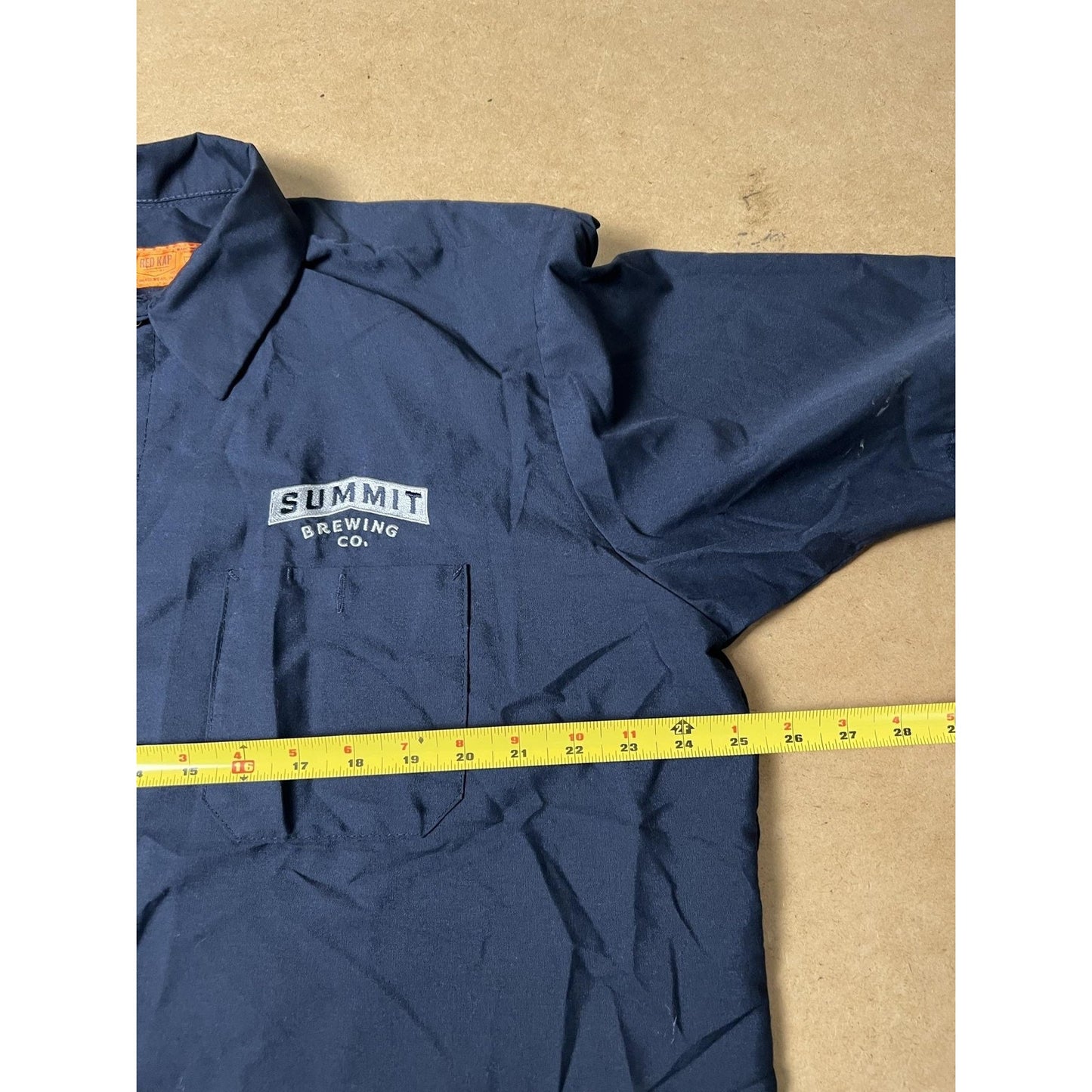 Summit Brewing Co. Shirt Mens XL Blue Short Sleeve Button Up Embroidered
