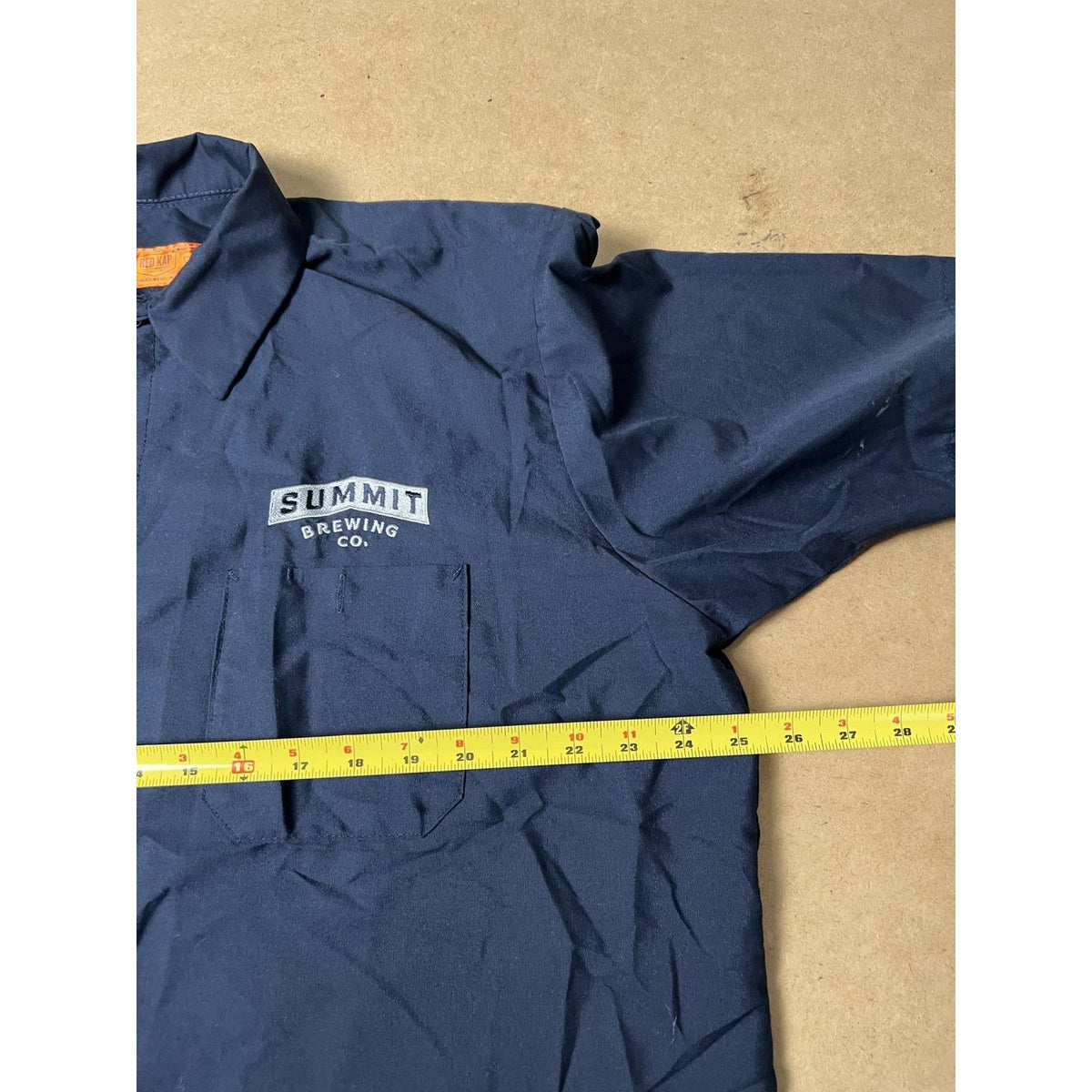 Summit Brewing Co. Shirt Mens XL Blue Short Sleeve Button Up Embroidered