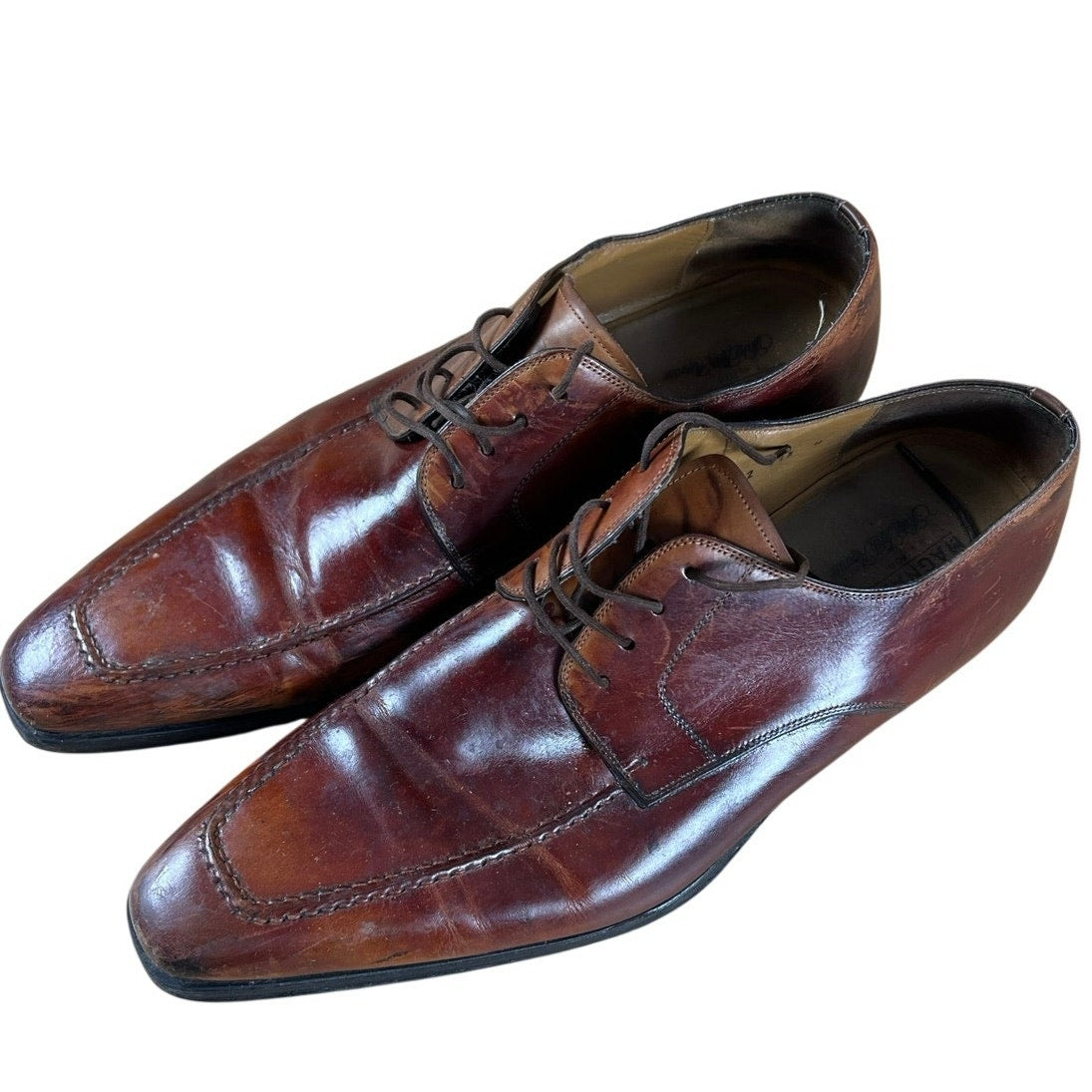 Magnanni Shoes Mens Size 11.5 Brown Derby Leather Lined Dress Square Toe