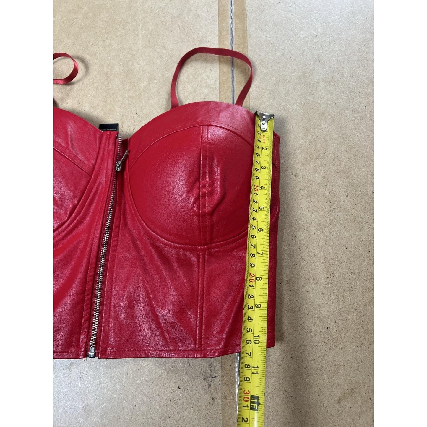 Like An Angel Tank Womens 1X Red Faux Leather Sweetheart Zip Bustier Cropped