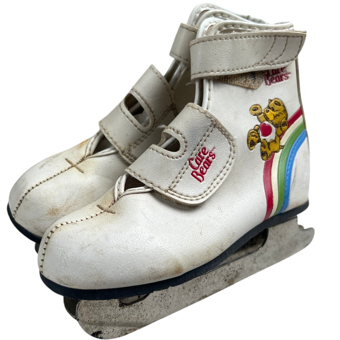1983 Care Bear Kid Ice Skates White Size 11J Rainbow Style Youth