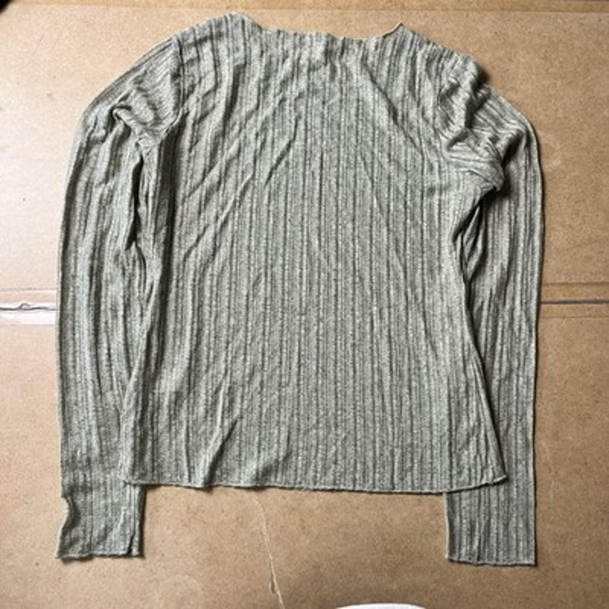 Natural Life T-Shirt Womens M Green Striped Crew Neck Long Sleeve Knit Stretch
