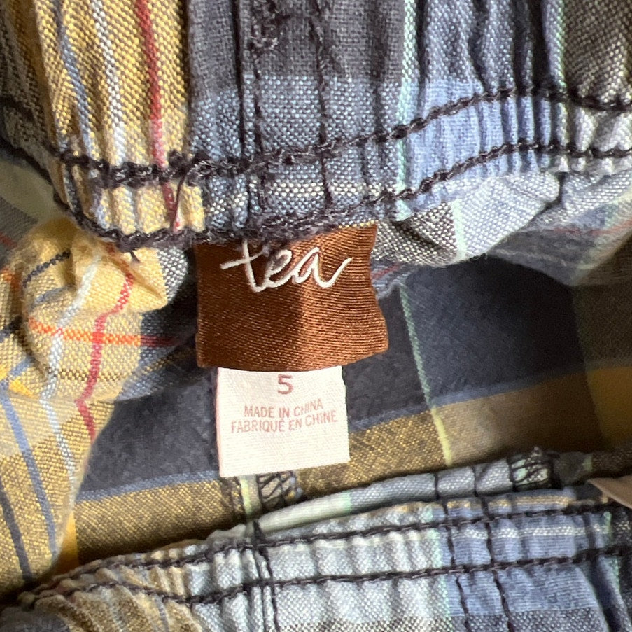 Tea Collection Plaid Boy Size 5 Blue/Yellow Shorts