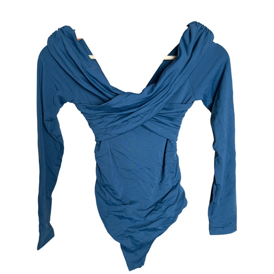 Contour Aritzia Geometric Body Suit Blue Size Small