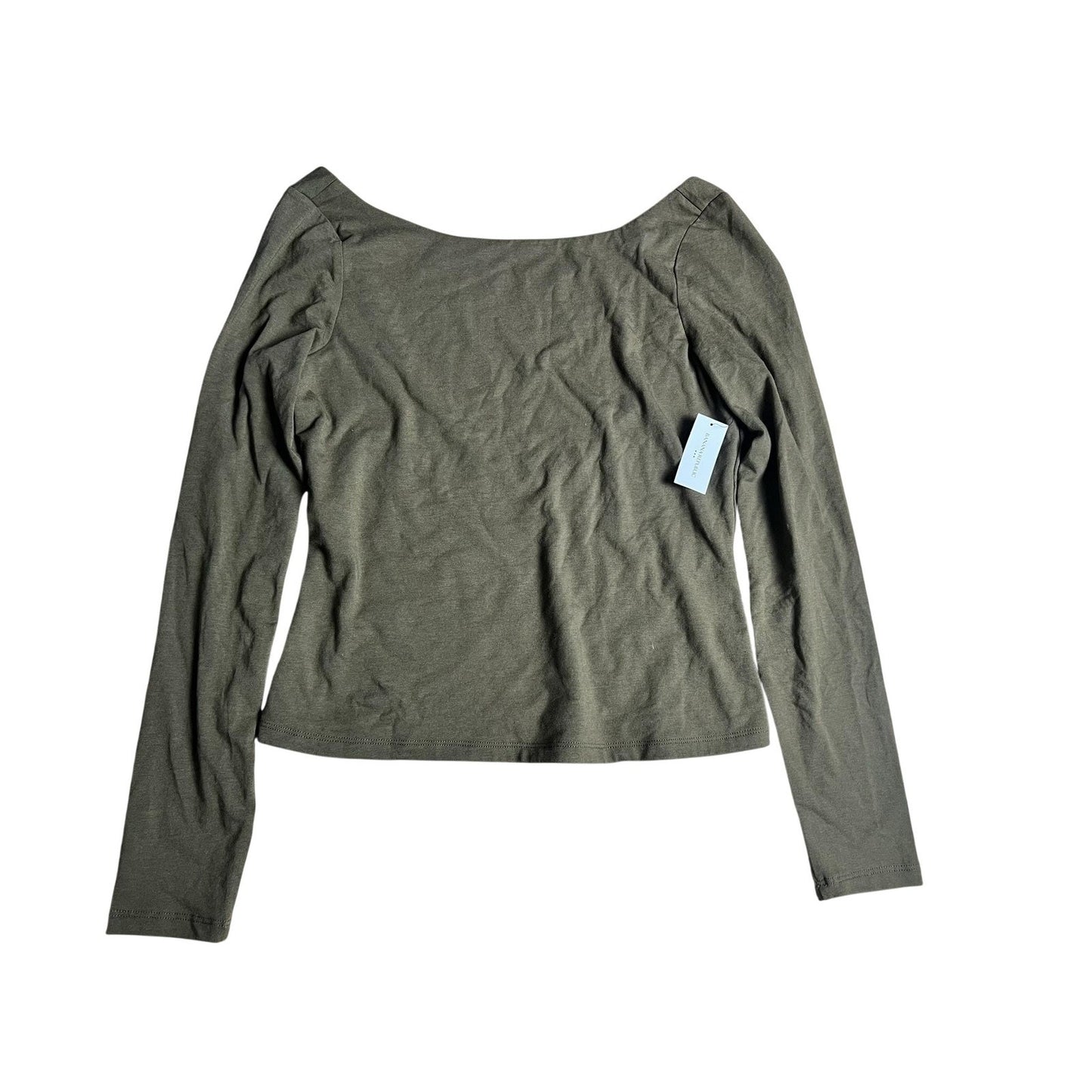 Banana Republic Top Womens S Green Long Sleeve Scoop Neck Stretch Tee Basic