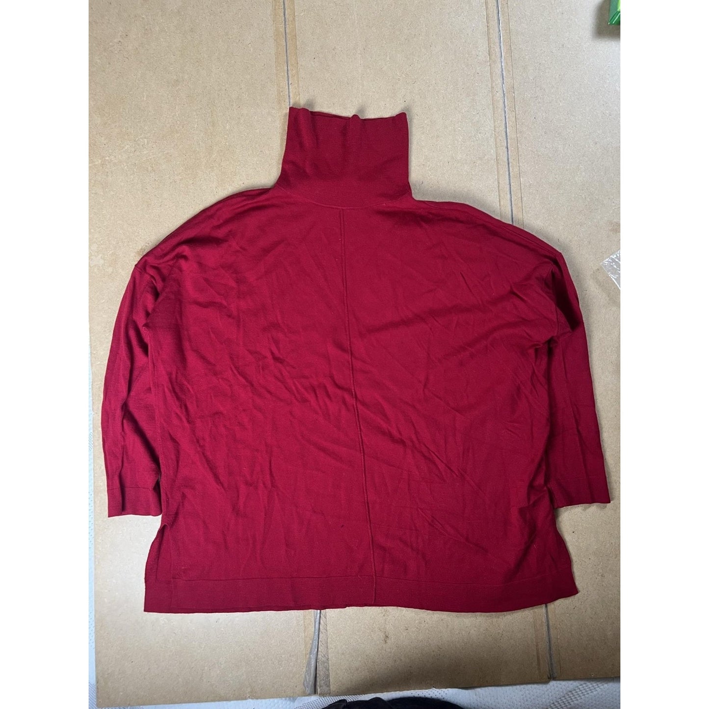 EILEEN FISHER Sweater Womens XL Red Pullover Turtleneck 100% Merino Wool