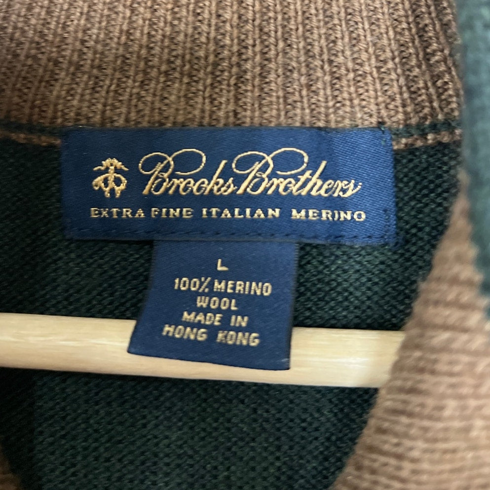 Brooks Brother Sweater Vest 100% Merino Wool Black Large