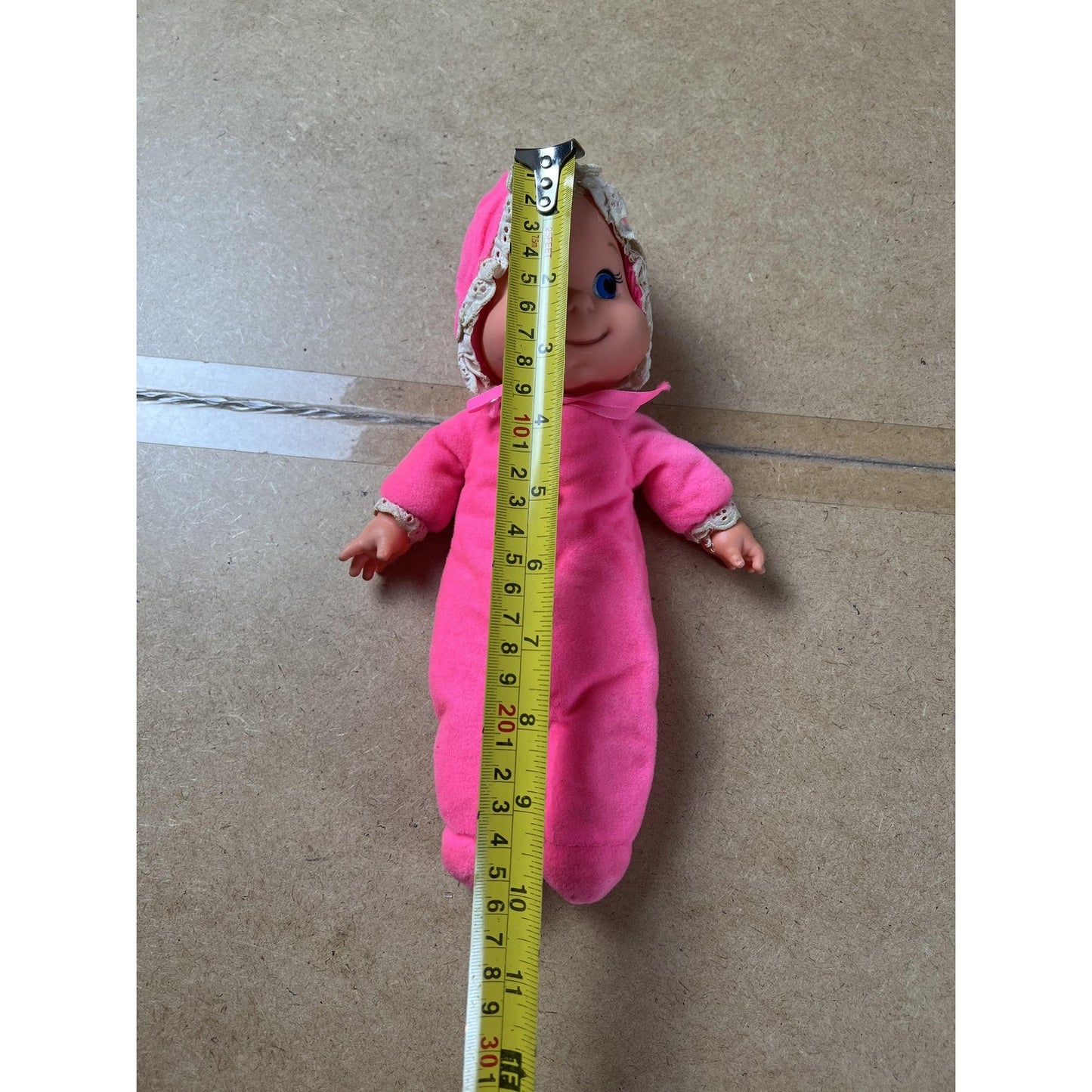 Vintage Mattel Baby Beans Doll Pink 12in Hong Kong Cloth Vinyl Head Toy