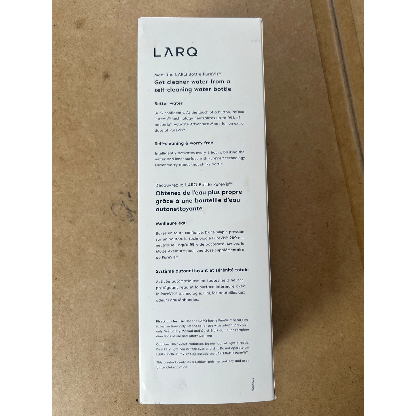 LARQ Water Bottle 31 Fl Oz Blue Stainless Steel Vacuum Insulated Screw-on Lid
