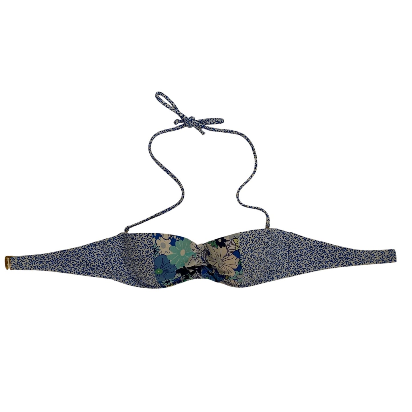 Victoria Victoria's Secret Blue Floral Halter Swimsuit Bikini Top Size 34 B EUC