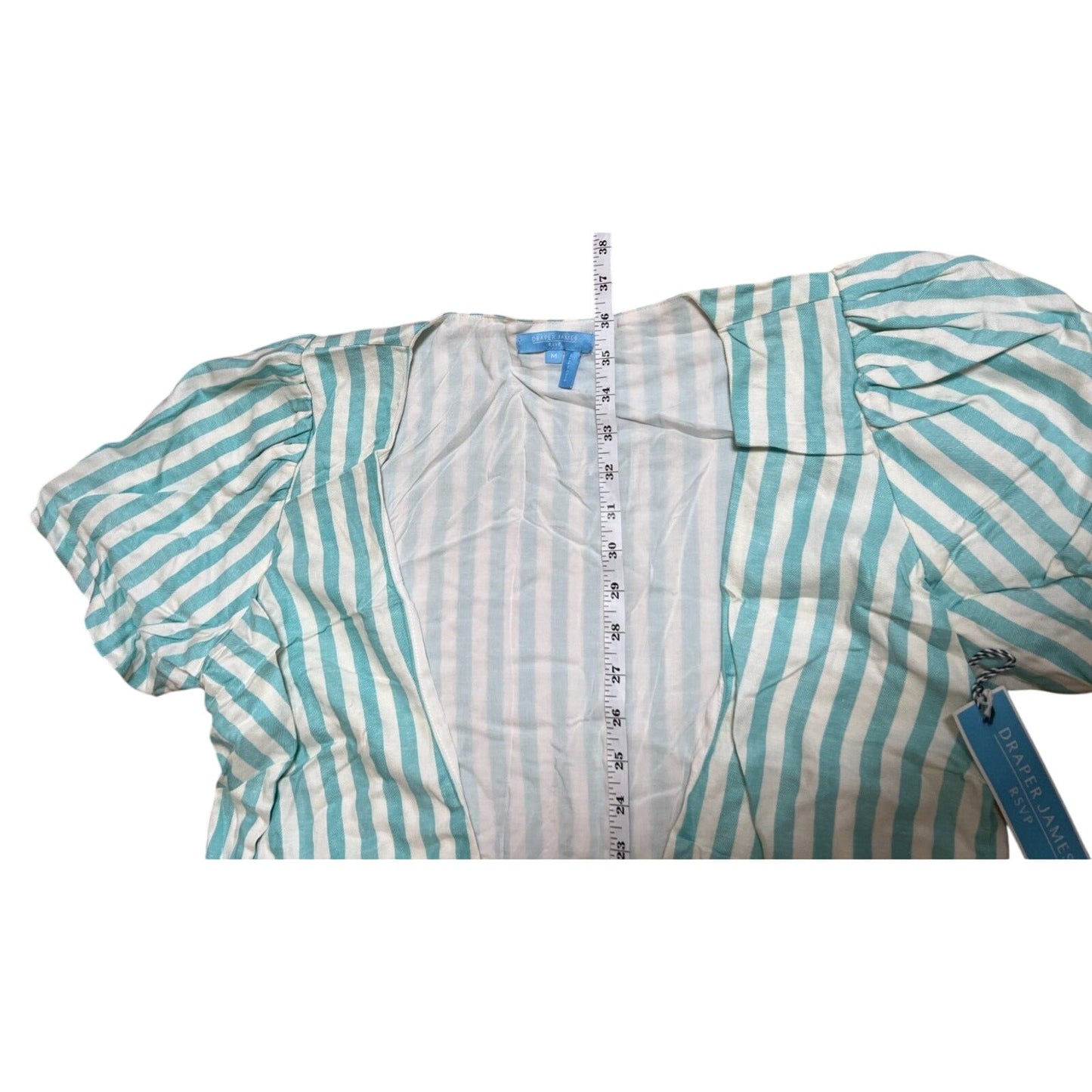 Draper James RSVP Dress Womens Size M Puff Sleeve Turquoise Blue