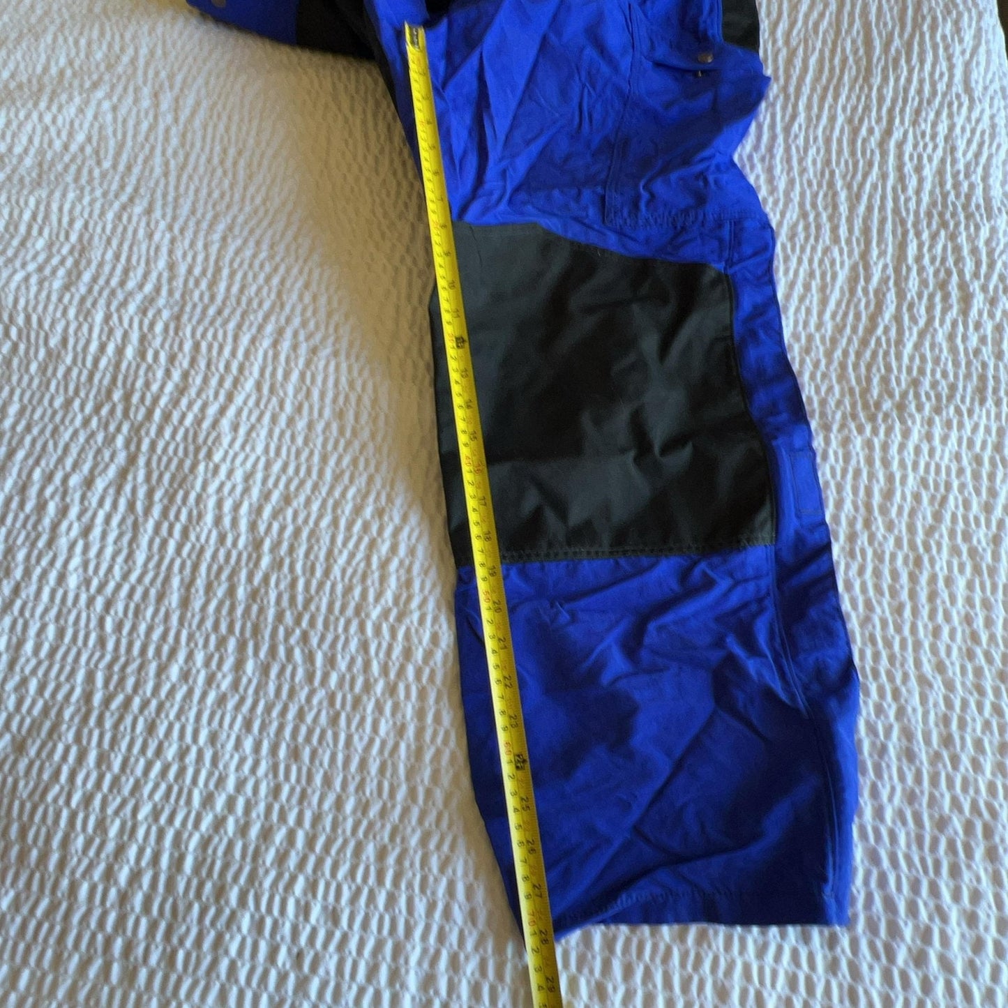 Pants Mens 32x32 Blue Cargo Nylon Relaxed Tapered Flat Front Adjustable Waist