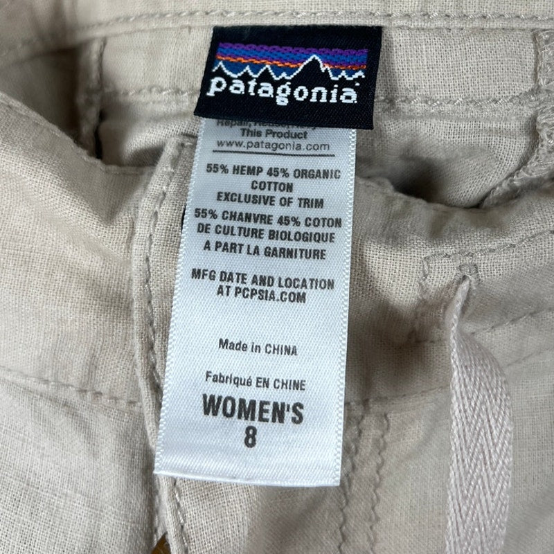 Patagonia Pants Women's 8 Cream Hemp Wide Leg Flare Drawstring Lightweight