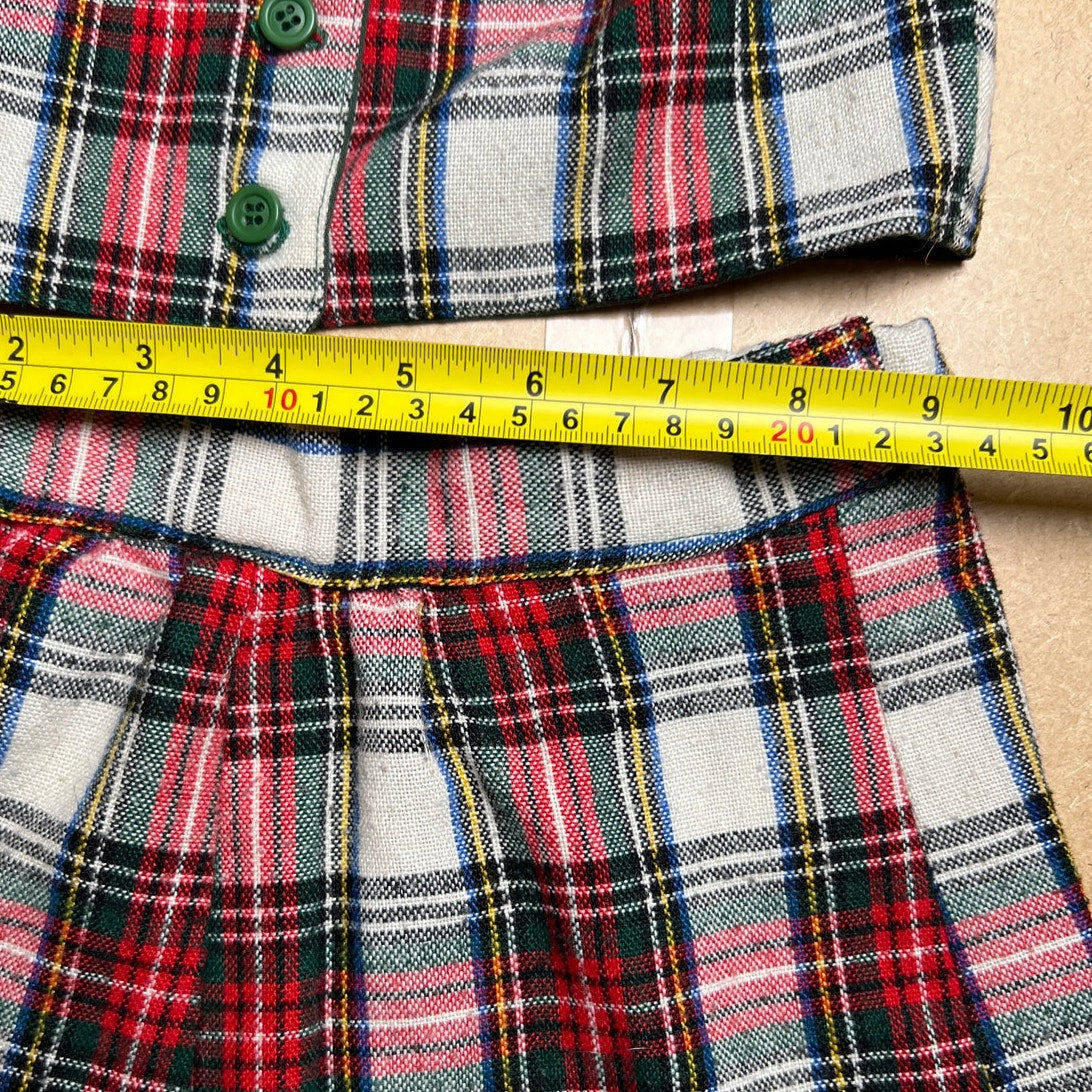 Made With Love By Mommy Handmade Two Piece Plaid Small Girl Vest/Skirt