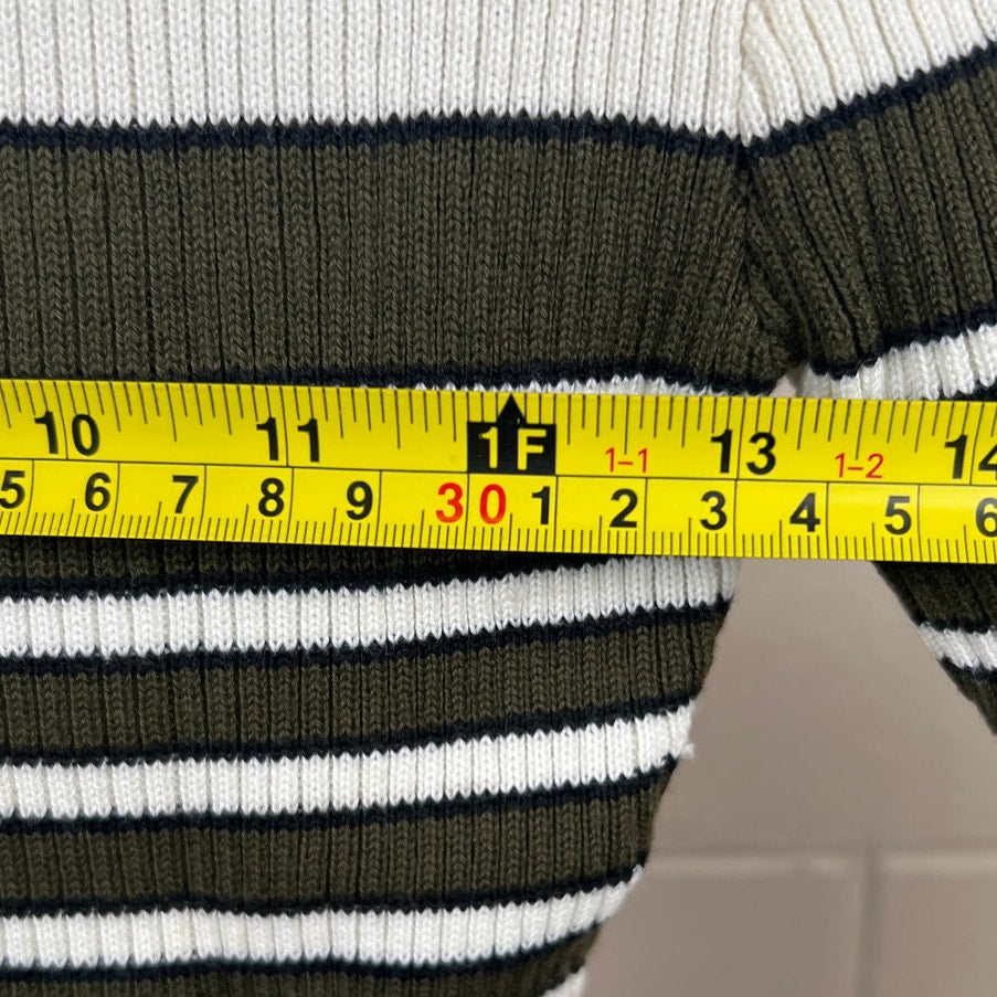 Y2K Unionbay Striped Stretch Short sleeve Turtleneck Size Large L