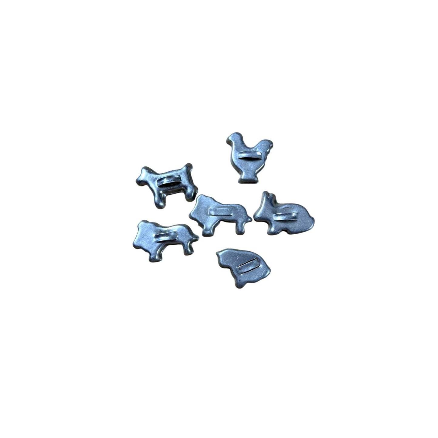 Mini Metal Animal Cookie Cutters Set 6 Silver Farm Animals Baking Decor Kitchen