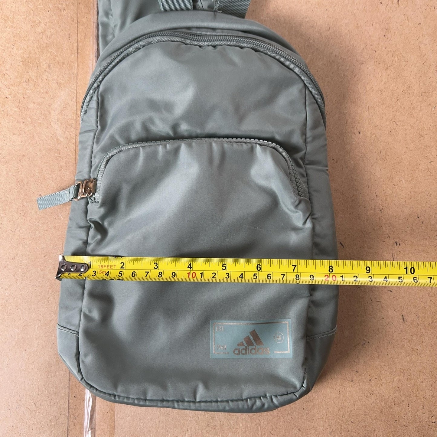 Adidas Sling Bag Womens Mini Olive Green Polyester Lined Zip Casual Crossbody