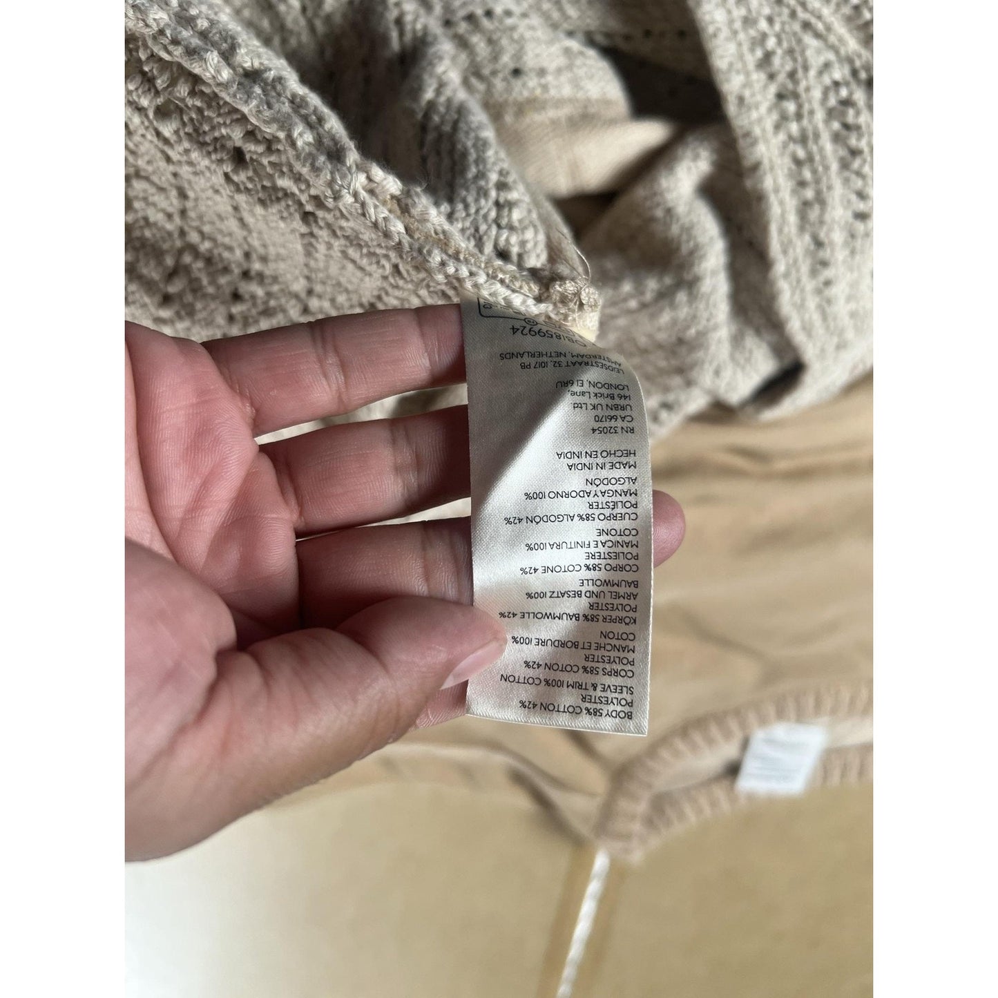 We The Free Sweater Womens S Beige Open-Knit Cotton-Blend Pullover Relaxed