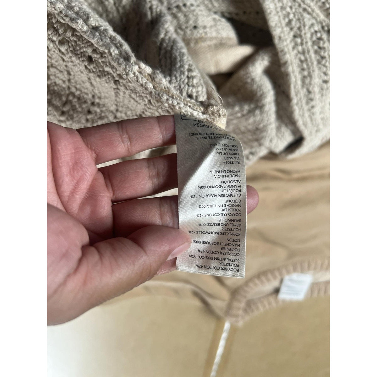 We The Free Sweater Womens S Beige Open-Knit Cotton-Blend Pullover Relaxed
