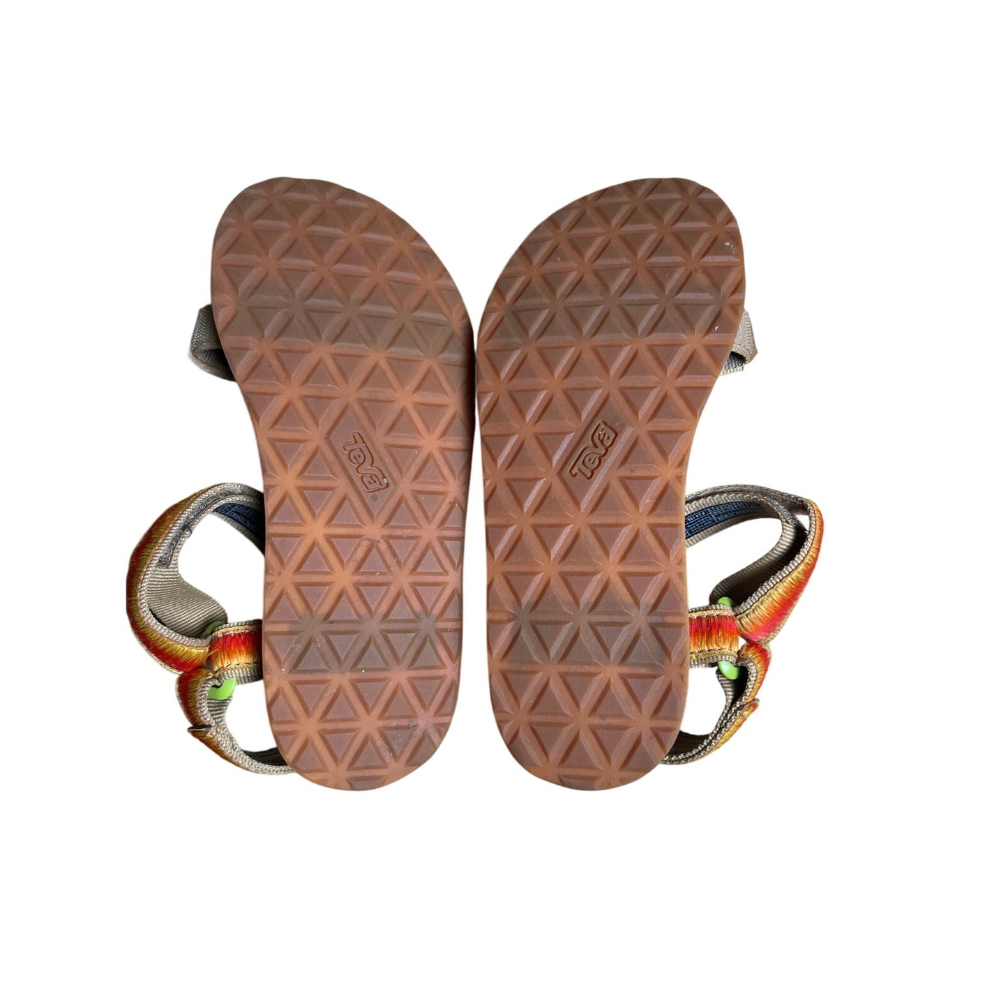 Teva Original Universal Sandals Womens 8 Orange Ombre Thread Leather Hook Loop