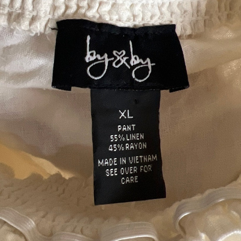 By & By XL Linen Flair Wide Leg White Pants