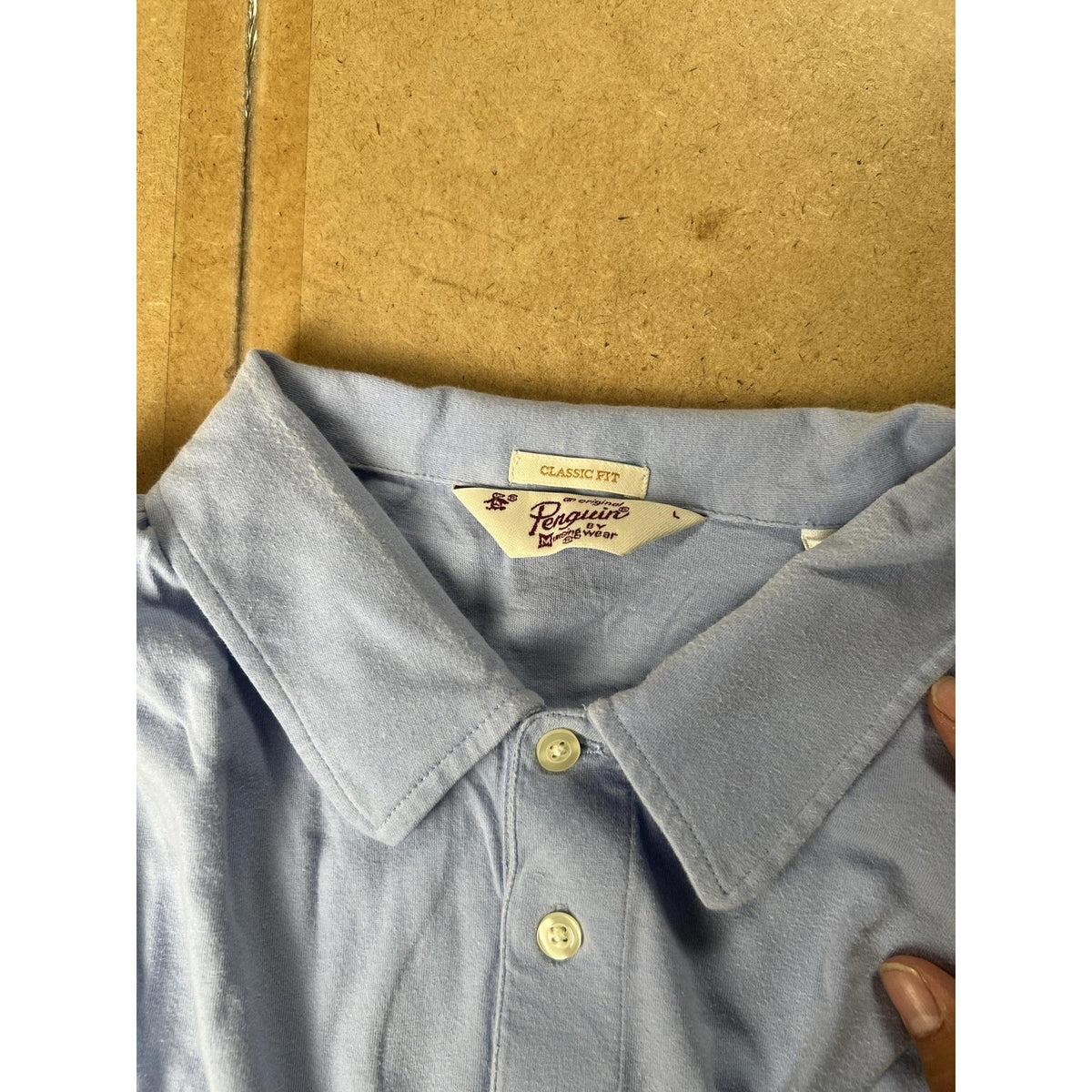 Original Penguin Polo Shirt Mens L Blue Classic Fit Cotton Pocket Collared